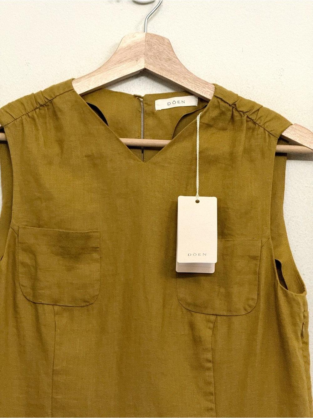 NWT DÔEN Bennett Linen Dress in Golden Olive Sz S - Picture 8 of 17
